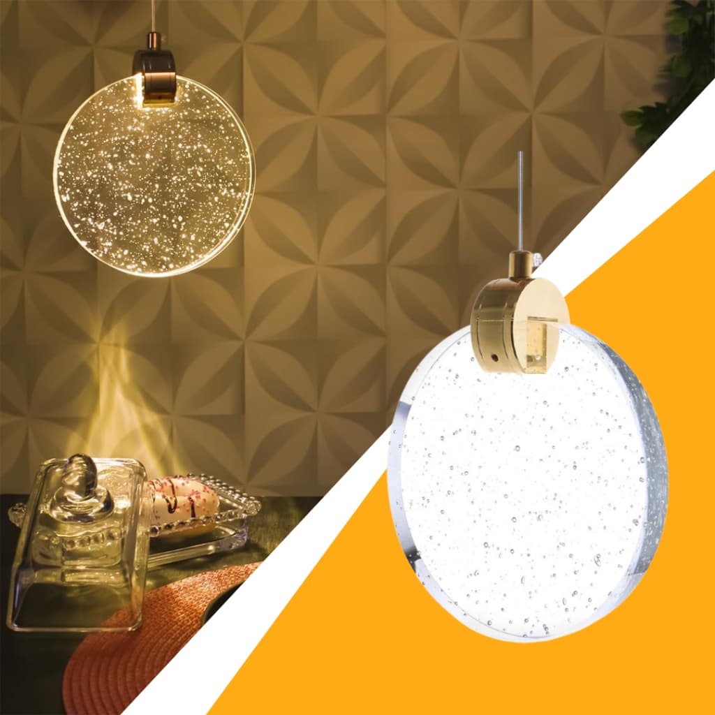 Luminária Pendente Lustre Lua de Cristal com Bolhas 3 Cores Decorativo Dourado