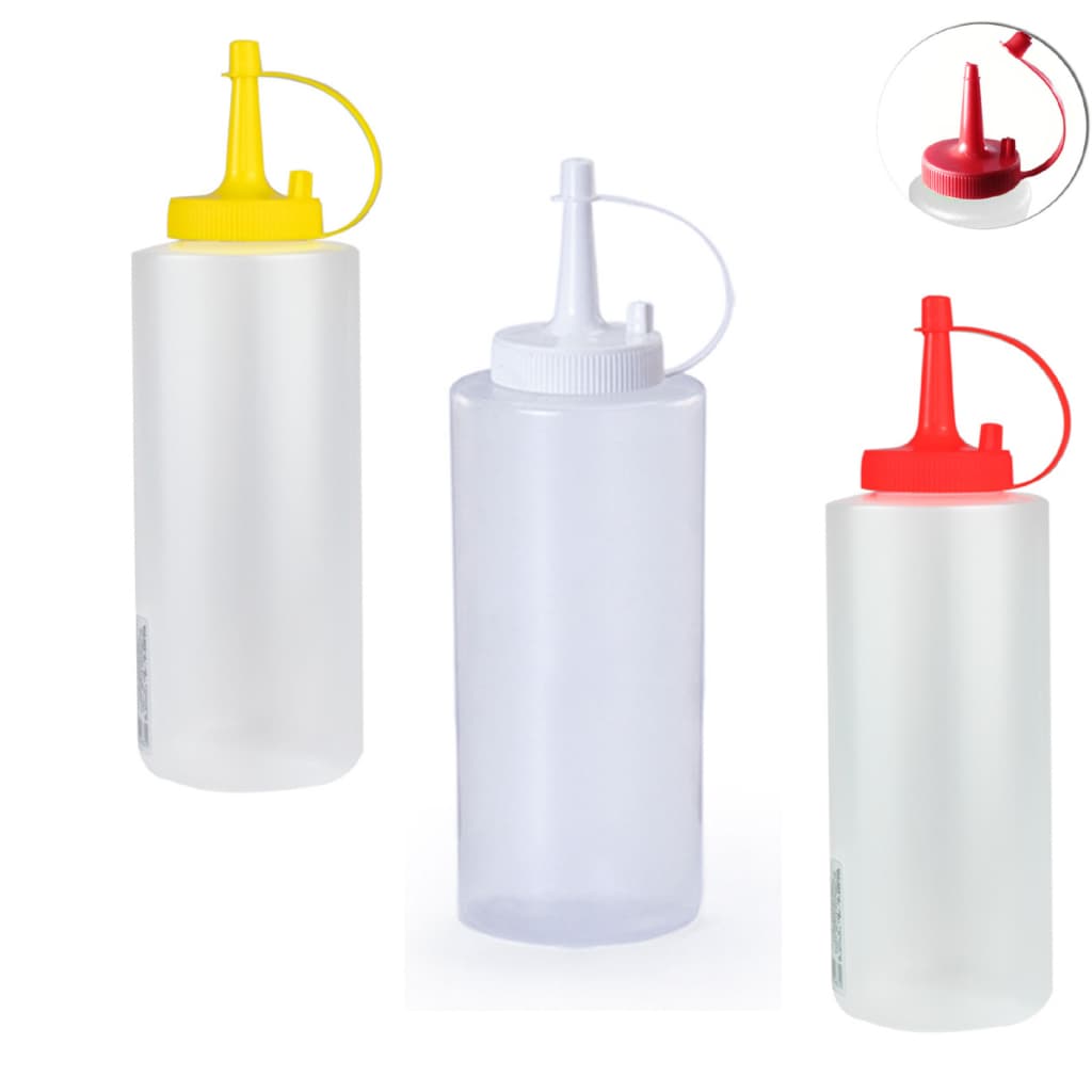 Kit Binaga De Plástico Lisa Para Ketchup Mostarda Maionese 220ml Para Bar e Restaurante
