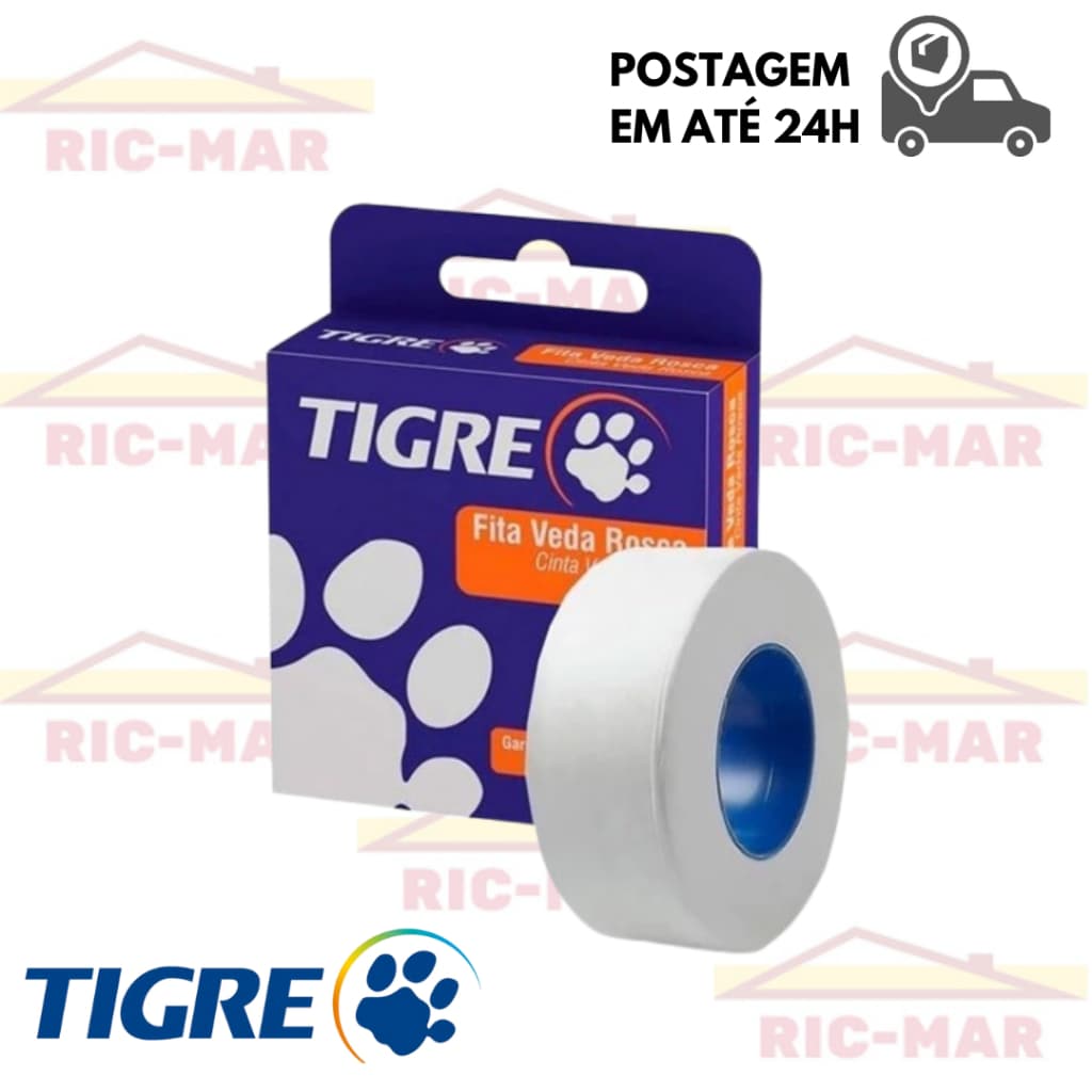 Fita Veda Rosca Tigre 18mm x 10m, 25m ou 50m