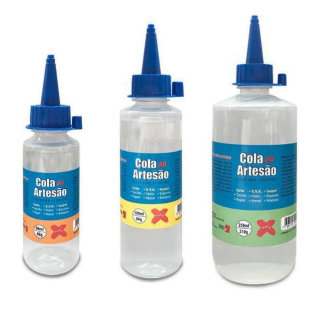 Cola Silicone Artesão  Líquida Make+ 60ml 100ml 250 ml - 1 Unidade
