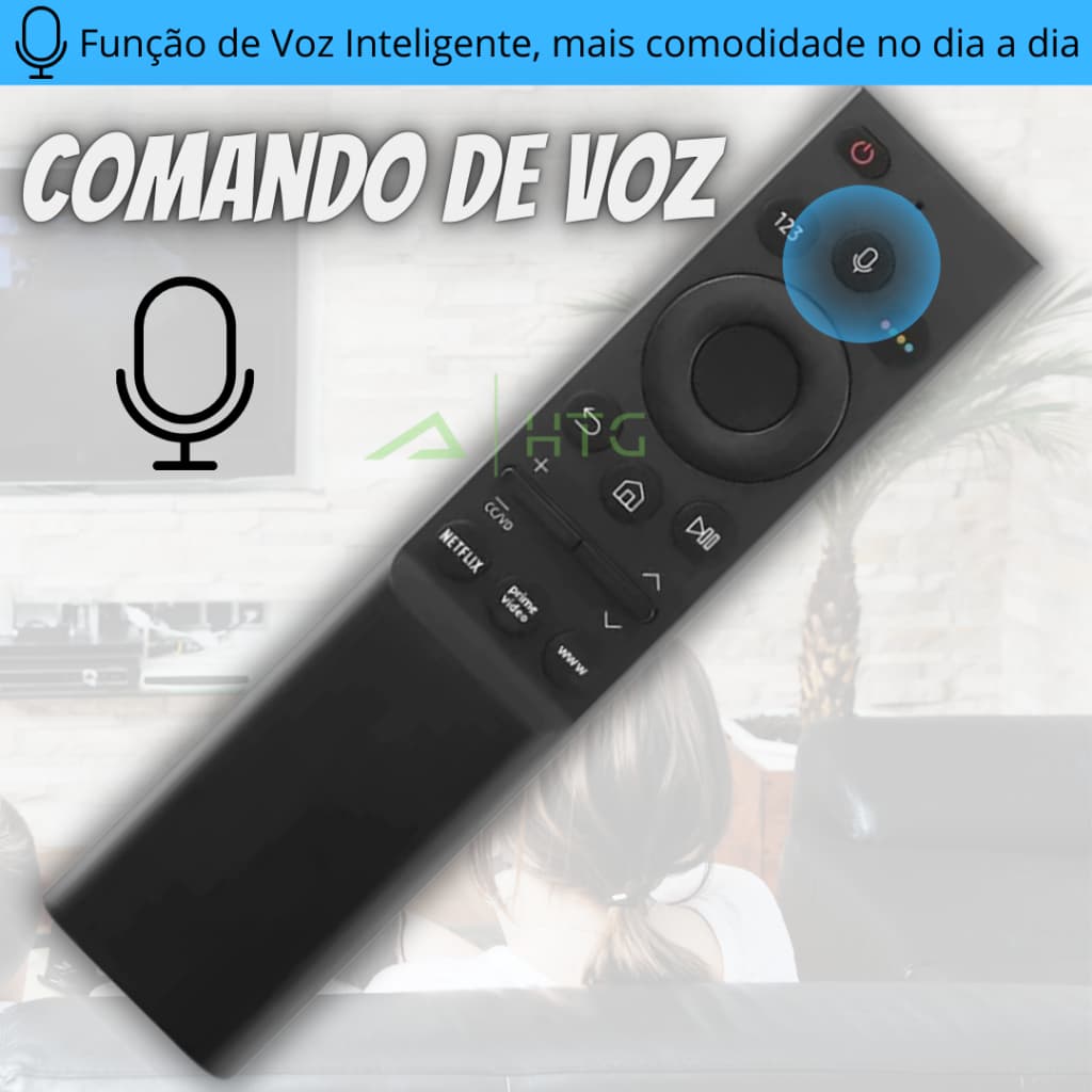 Controle Remoto Compatível Smart Tv Samsung Comando de Voz Au7700 Au8000 Au8800 Neo 4k