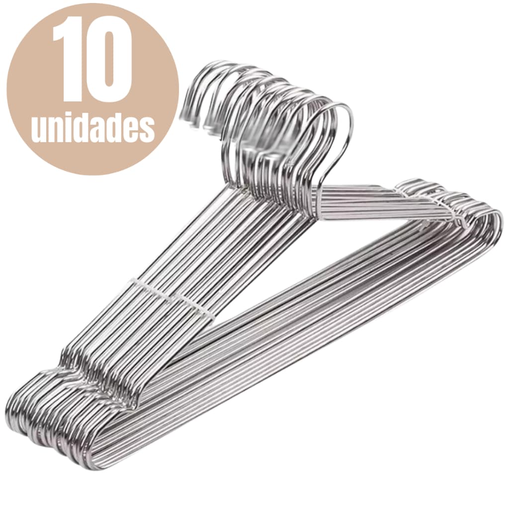 Kit 10 Cabide Tintureiro Metal Aço Cromado Adulto Resistente Atacado Premium
