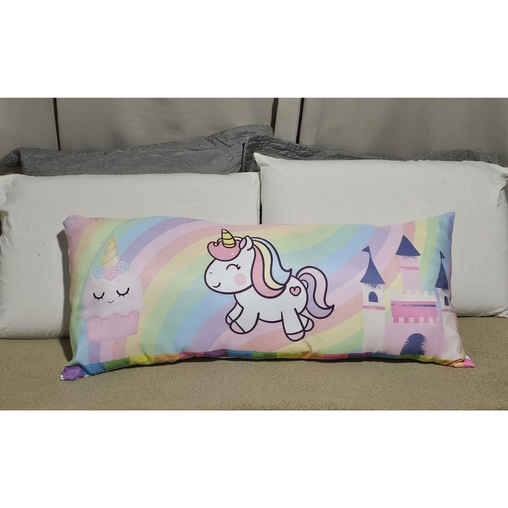 Capa Travesseiro de Corpo Xuxinho Estampada Unicórnio  90 x 38 Com Ziper