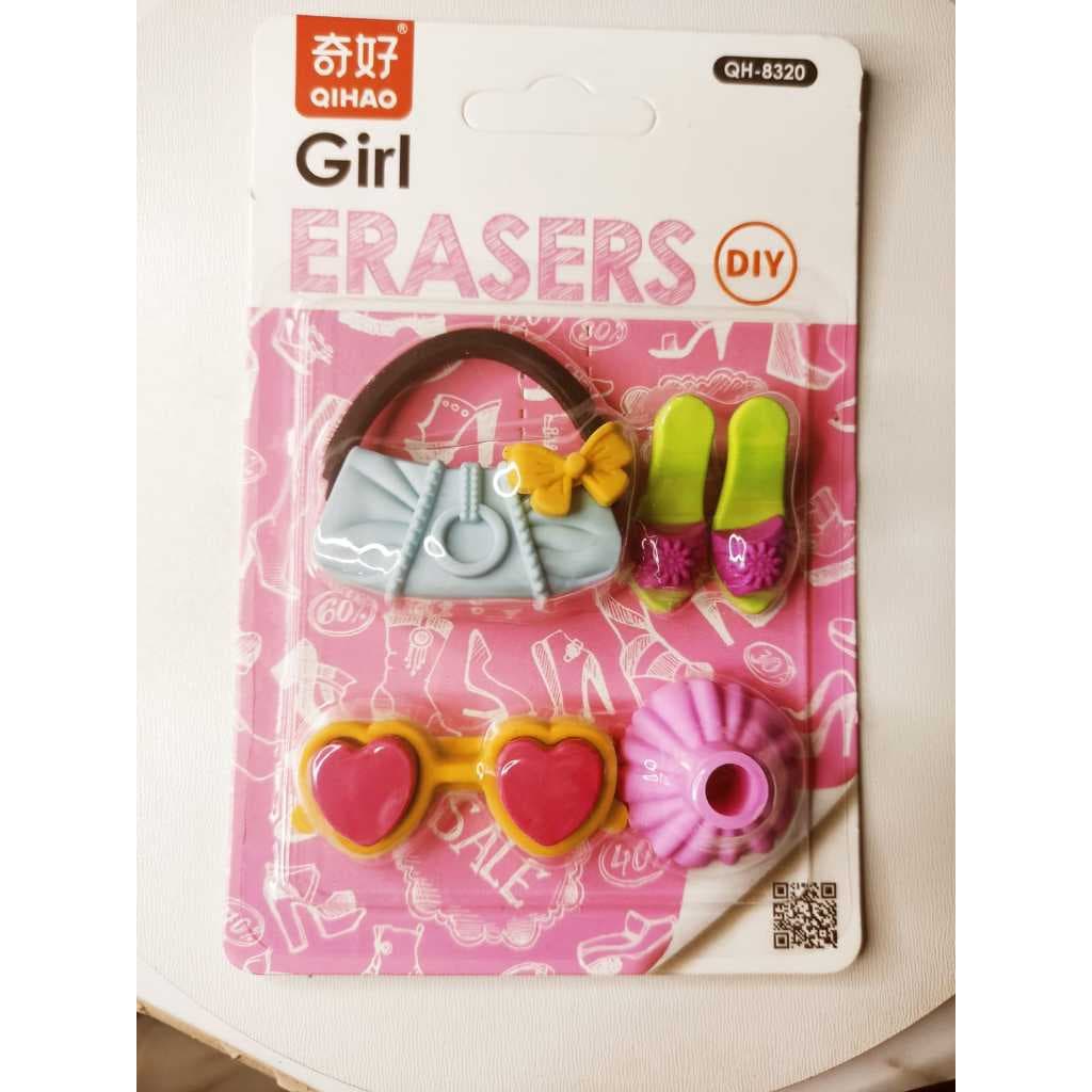 Kit 4 Borrachas Fofas Acessórios Feminino Papelaria Fofa  Kawaii Material Escolar