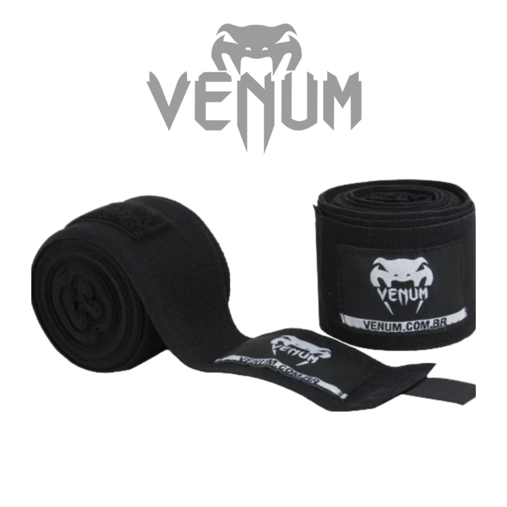 Bandagem para Boxe / Muay Thai - Venum -  PRETA - 4 Metros