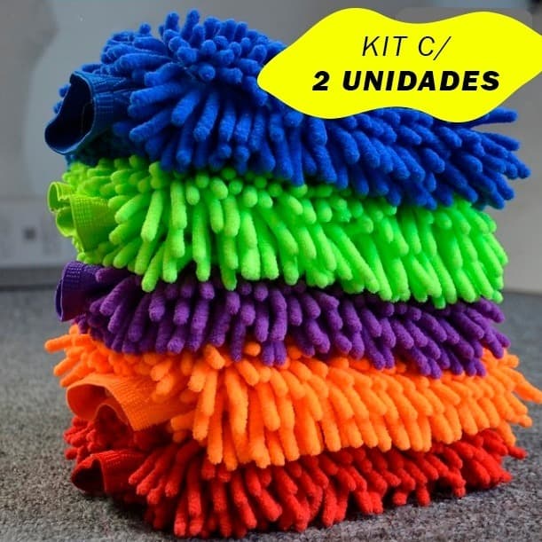 Kit 2 Unidades Luva Microfibra Limpeza Carro Moto Bicicletas Doméstica
