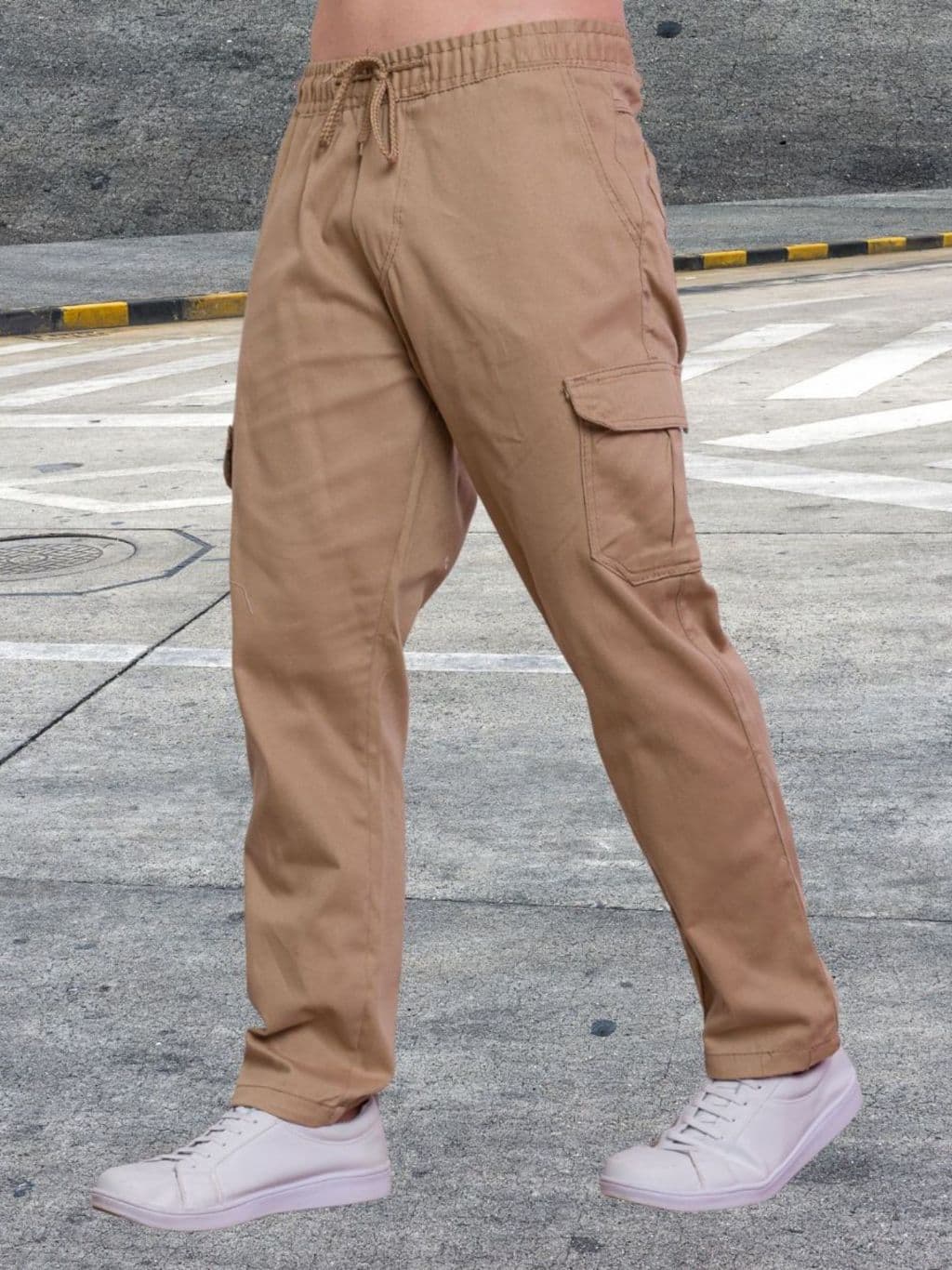 Calça cargo masculina e feminina com 6 bolsos cordão largo punhos elásticos ajustáveis direto da fábrica
