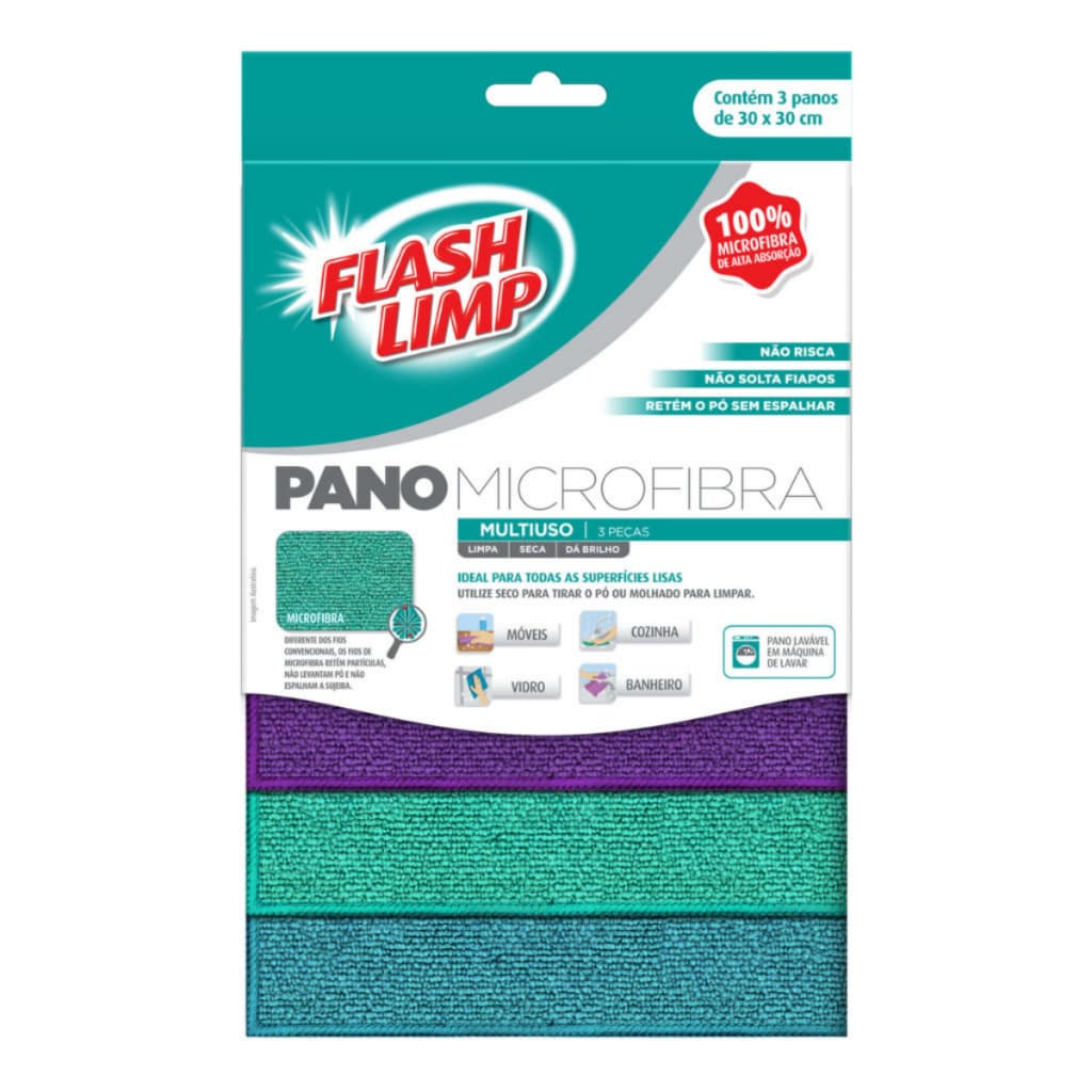 Pano Para Limpar Vidro Não Solta Fiapo Microfibra Multiuso