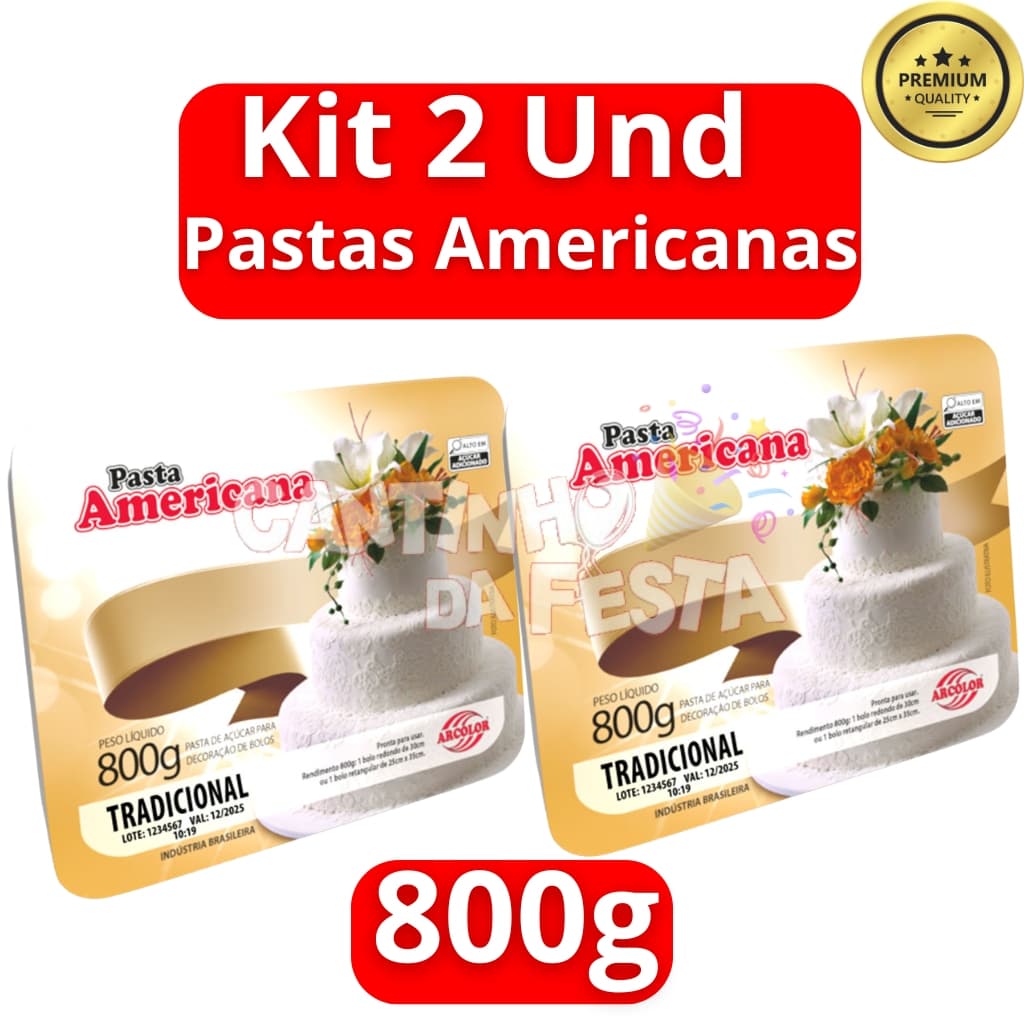 Kit 2 Pasta Americana Tradicional Branca Extra Macia Arcolor 800gr