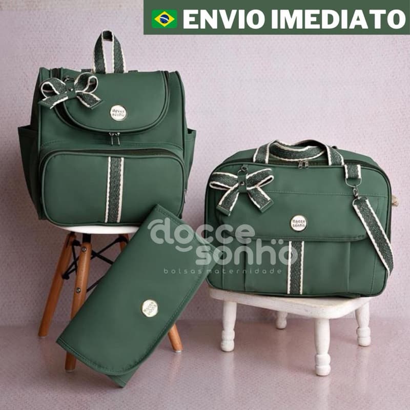 bolsa maternidade 3 peças com mochila e trocador, Kit Mala Maternidade p/ bebê menino/menina (SONHO)