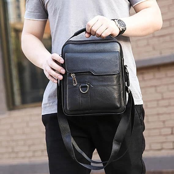 Bolsa de ombro masculina, pequena bolsa tiracolo retrô | Bolsa de couro PU,com alças ajustáveis