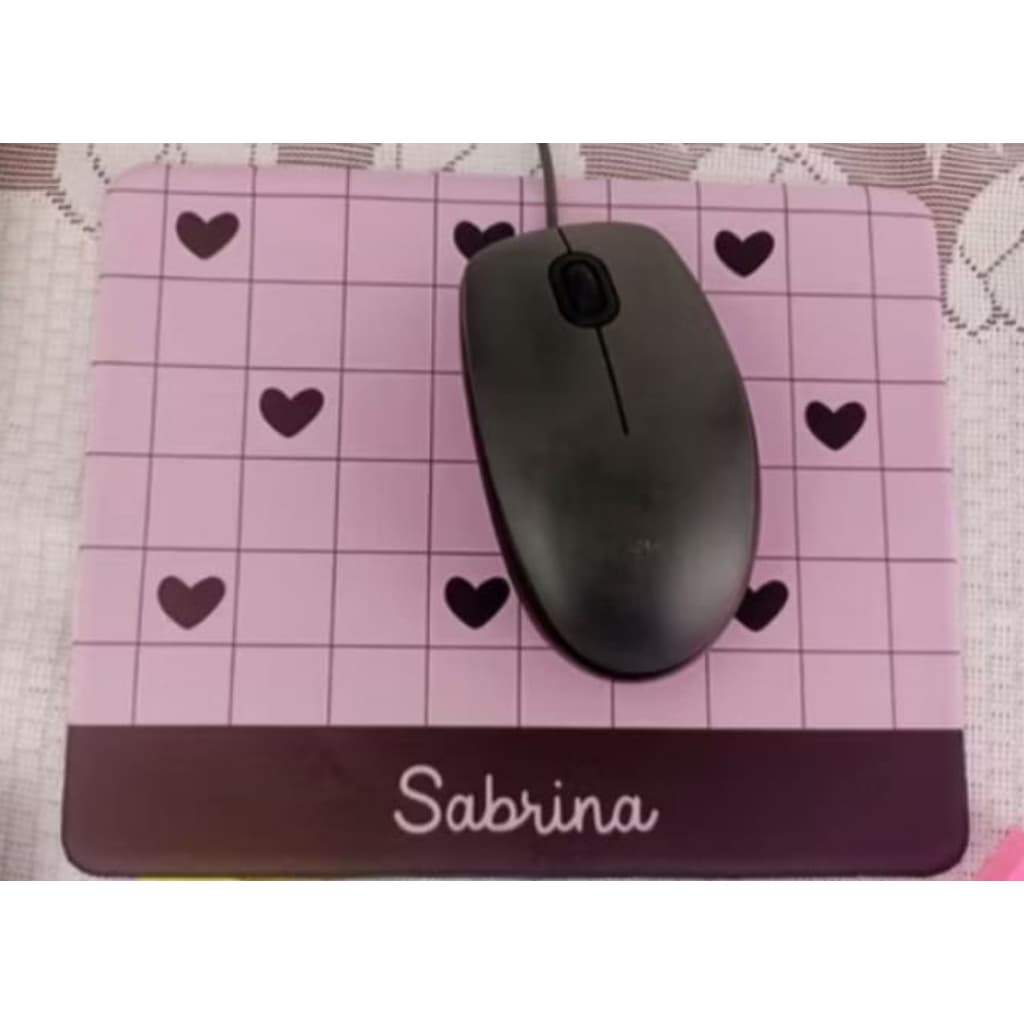 Mause Pad Personalizado 21 x 15cm Neoprene Coração lindo Desing Com Seu Nome