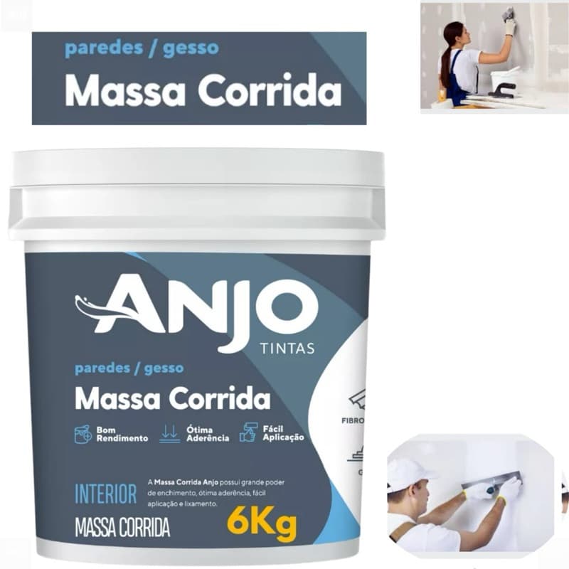 Massa Corrida Pva Premium Interior Para Paredes Anjo - 6kg