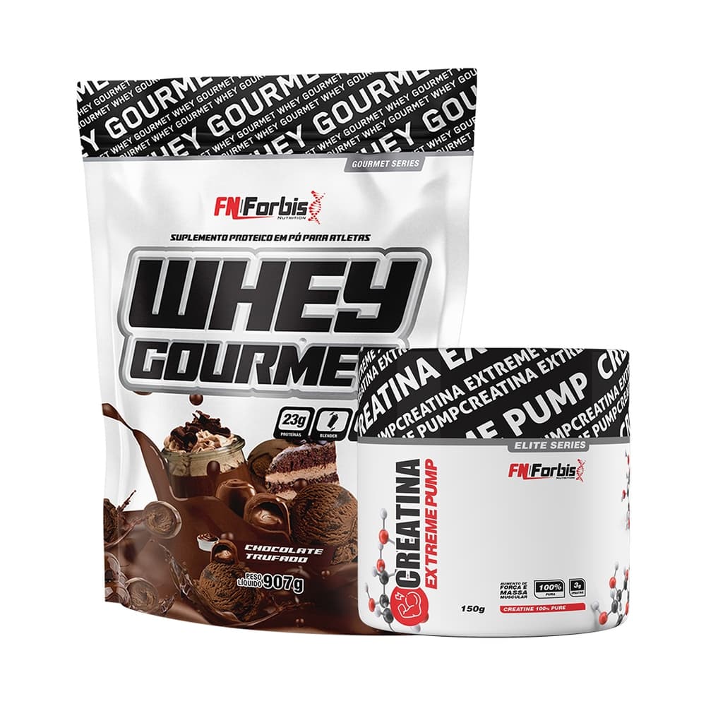 Kit Whey Protein Gourmet Refil 907g + Creatina Extreme Pump Elite Series 150g - FN Forbis Nutrition