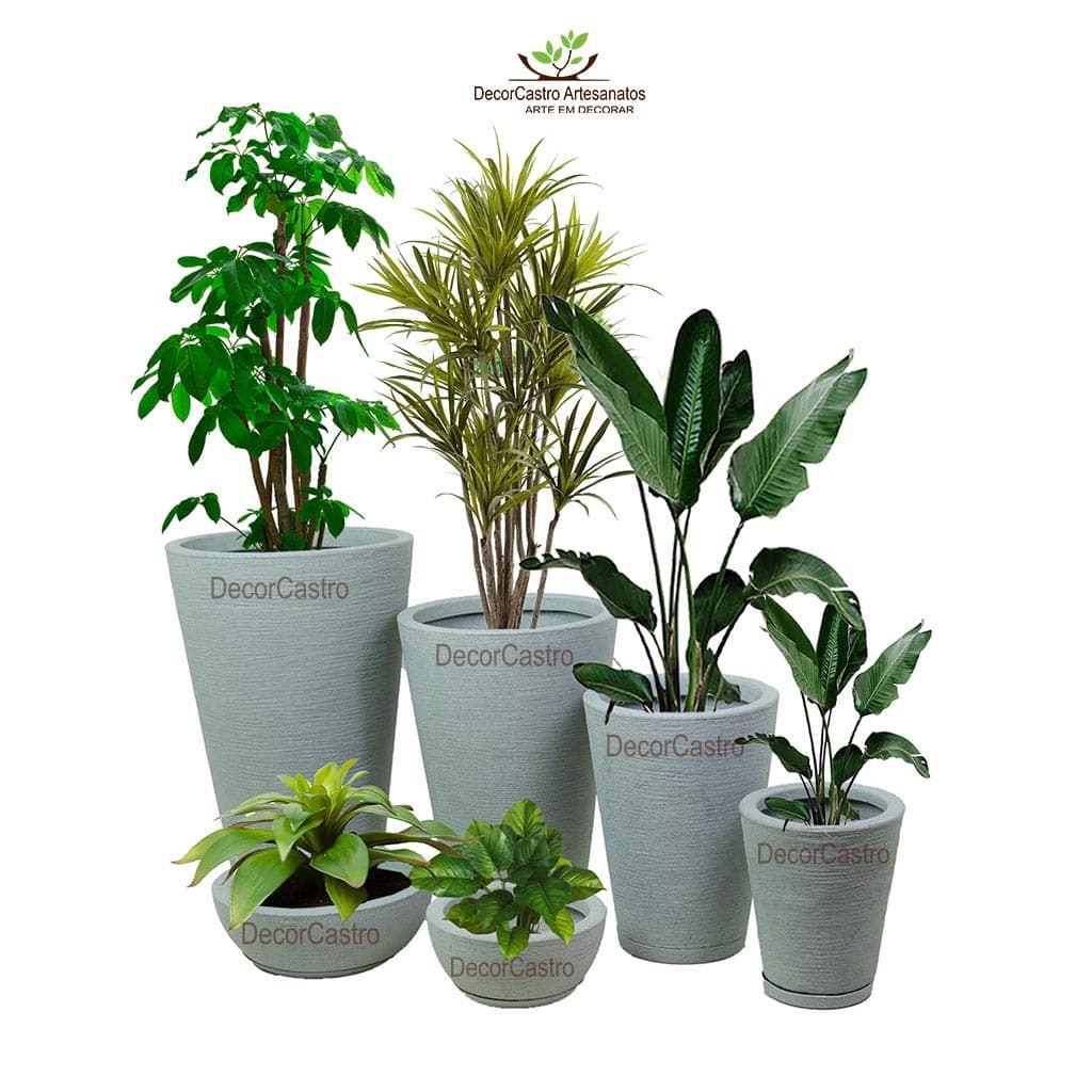 Kit 6 Vasos Planta Jardim Casa Decorativo Escovado Paisagismo Coluna Redonda Bacia
