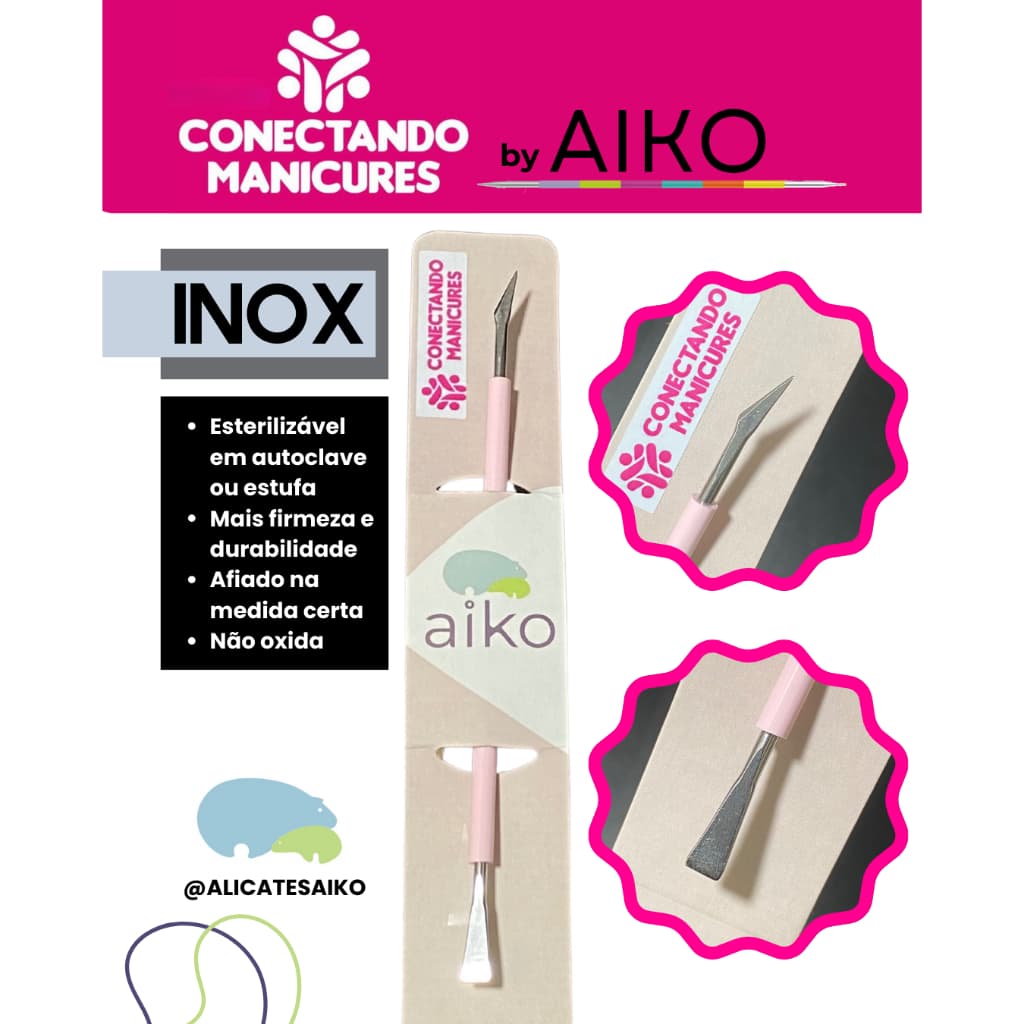 Conectando Manicures by Aiko Instrumento Inox Manicure Pedicure Espátula Palito Bastão desencravador
