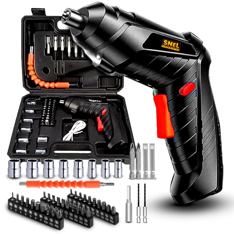Parafusadeira Chave Fenda a Bateria Speed Pró Compacta C/Led Bits E Carregador + chave catraca Bits