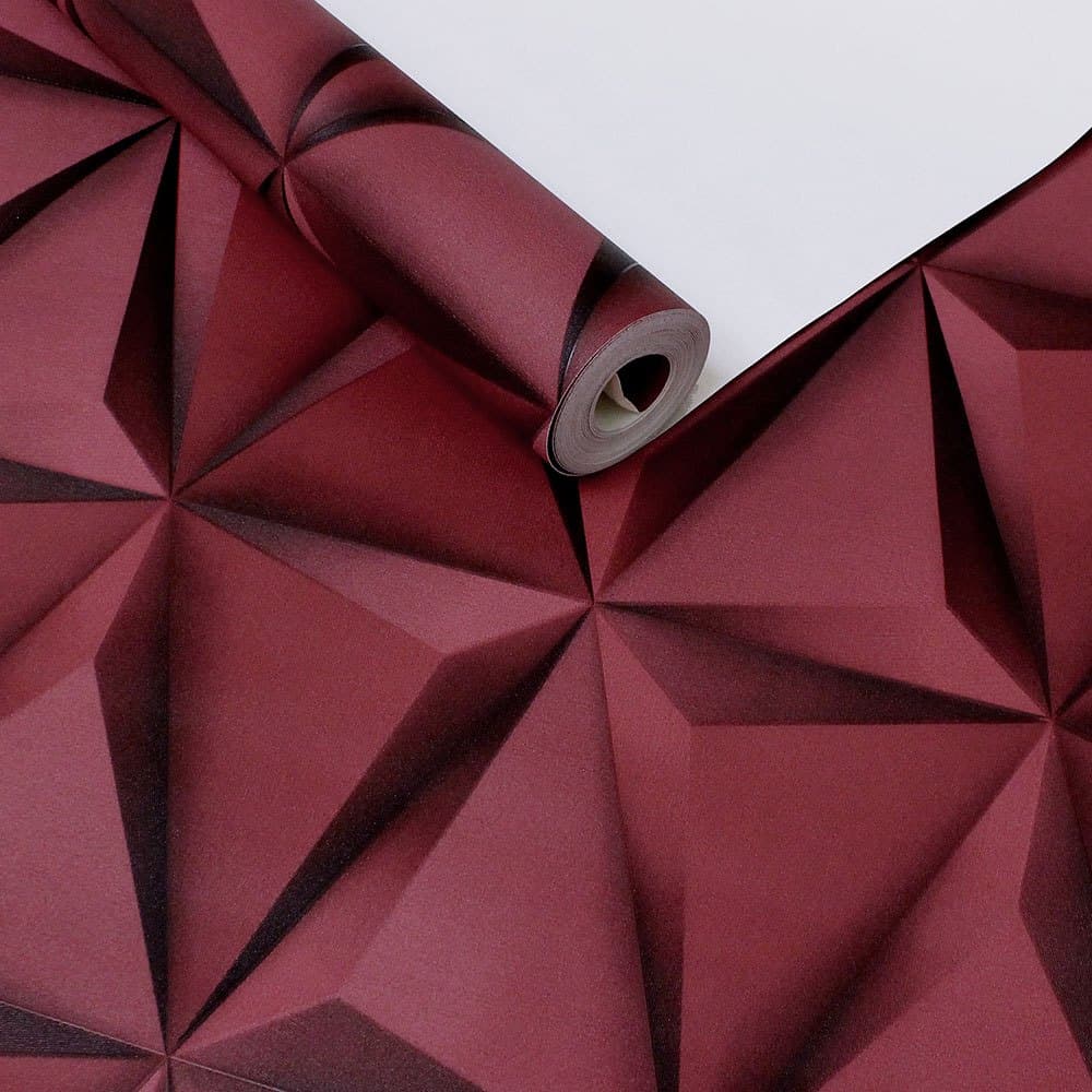 Papel de Parede Efeito 3D Vermelho Importado + Cola Para Aplicação