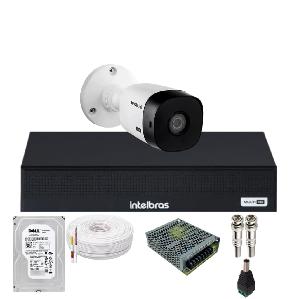 Kit Camera Externa Bullet vhc 1120b Hd 720p Dvr Intelbras C/Hd 250GB