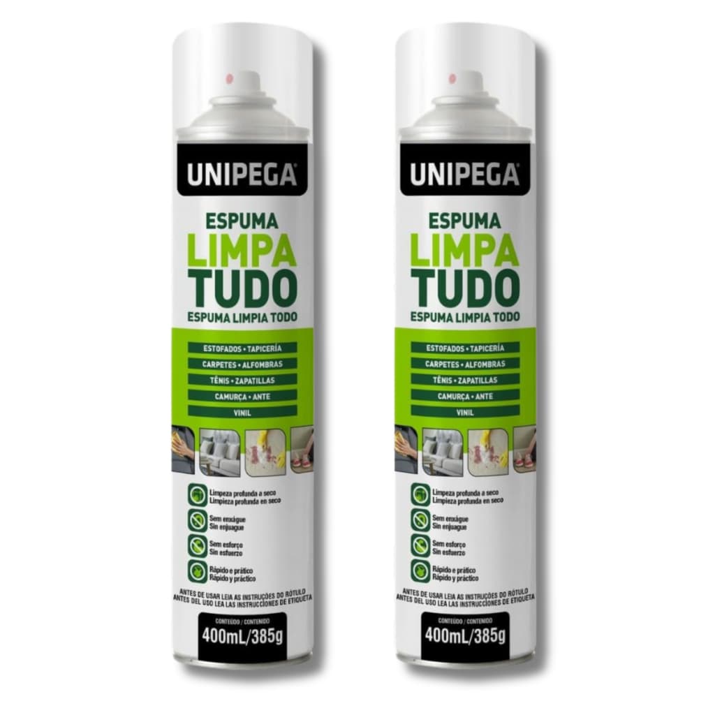 Espuma Limpa Tudo Unipega 400ml Limpa Seco Cheiro Agradável  Kit com 2