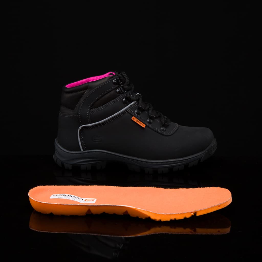 Bota Feminina Com C.A Bico de PVC Bota De Couro Moto E Trilha Com Palmilha Gel Botina De Segurança