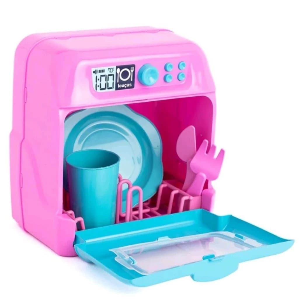 Lava louças Brinquedo Cozinha Criança Infantil 5 Acessórios Escorredor Pratos Copinho E Talheres