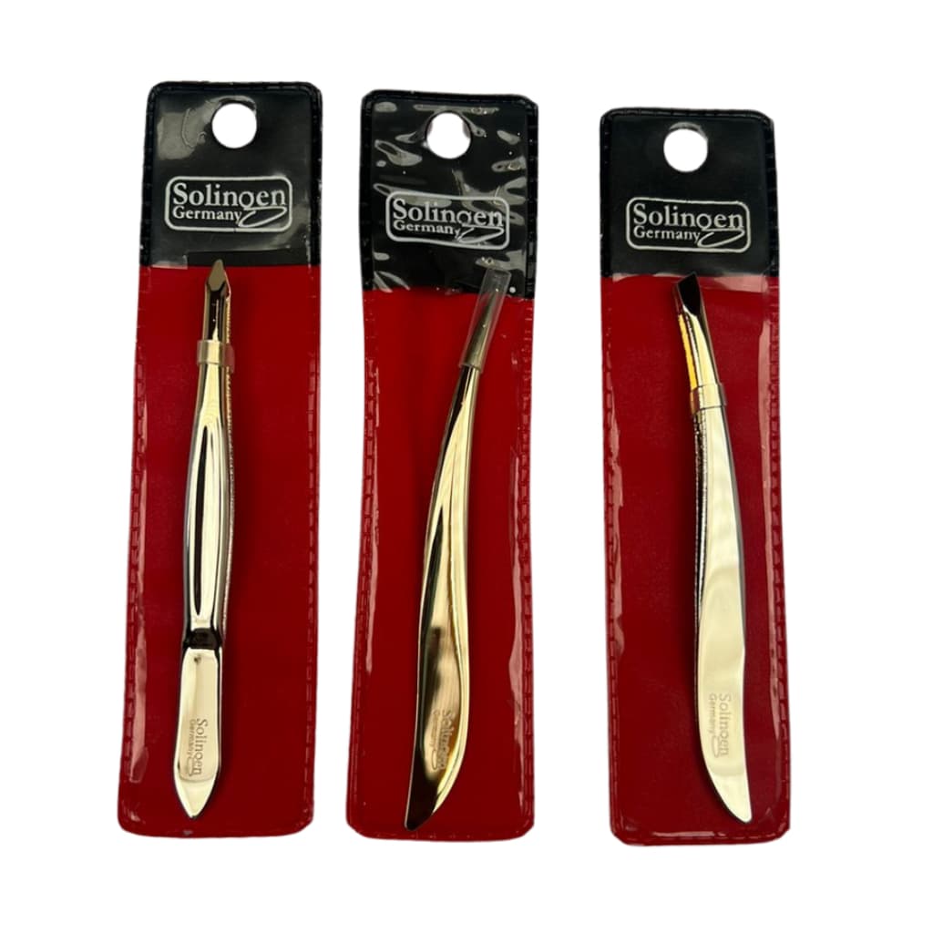 Kit 3 Pinças Solingen (TRIANGULAR + CHANFRADA FOLHA + AGULHA FOLHA)
