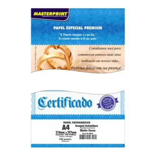 Papel Fotográfico Matte Fosco 230g A4 Premium 100 Folhas