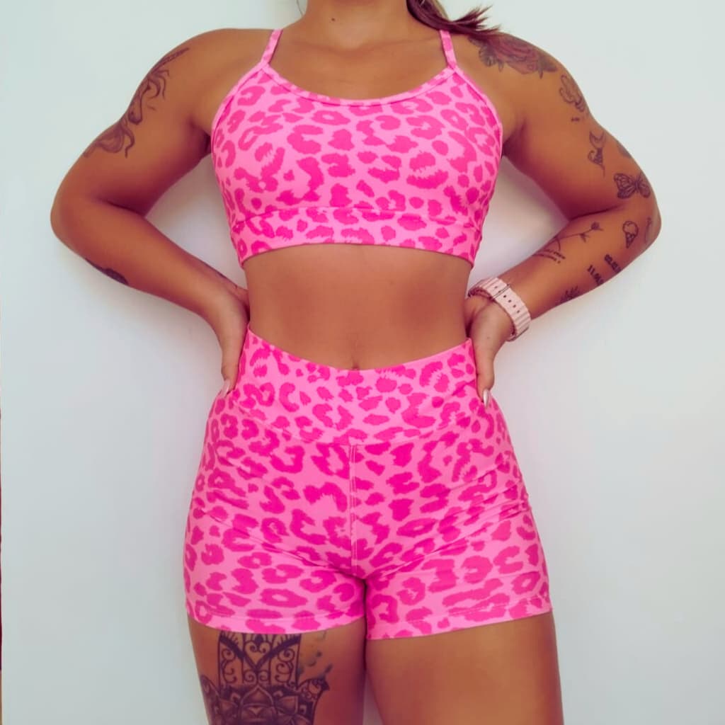 Conjunto Academia TOP e SHORT Cintura Alta Moda Fitness