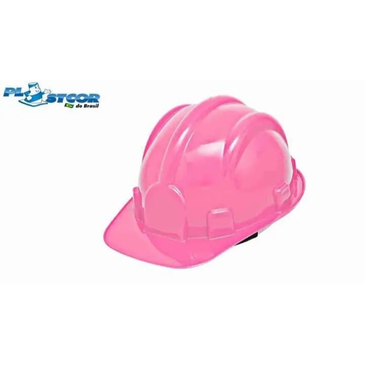 Capacete de Segurança Rosa Feminino para Obras, Construção Civil C/ carneira -  Plastcor
