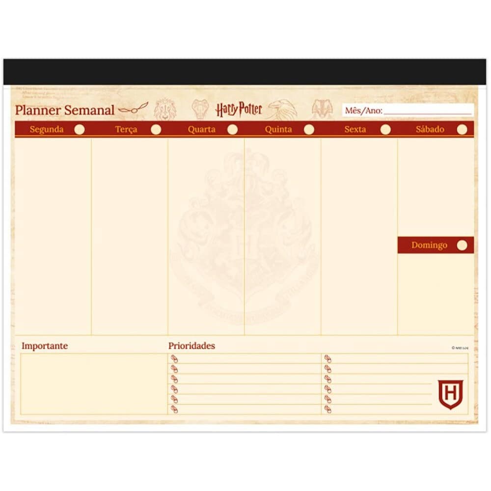 Planner de Mesa Semanal, 60 folhas, Harry Potter - PT 1 UN