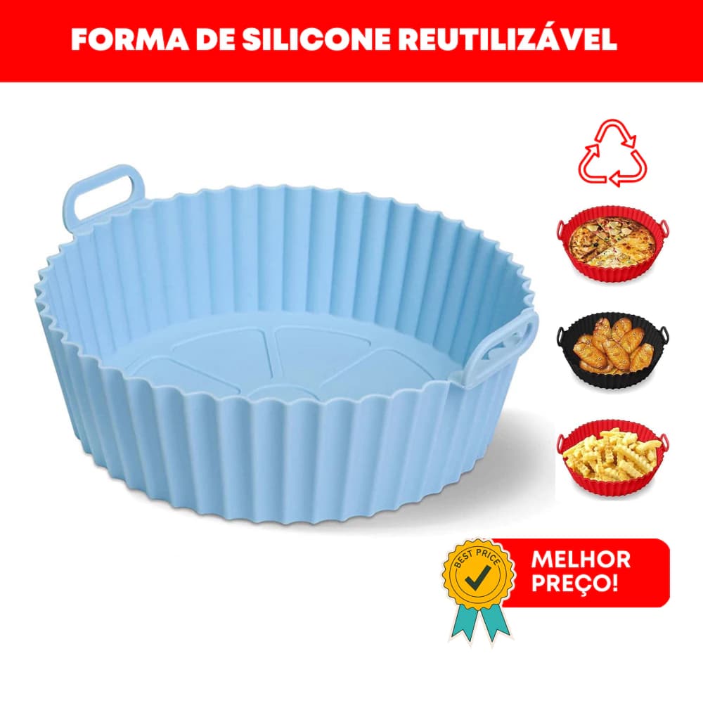 Forma Air Fryer Silicone Reutilizável Antiaderente Redonda Forma De Silicone 20CM