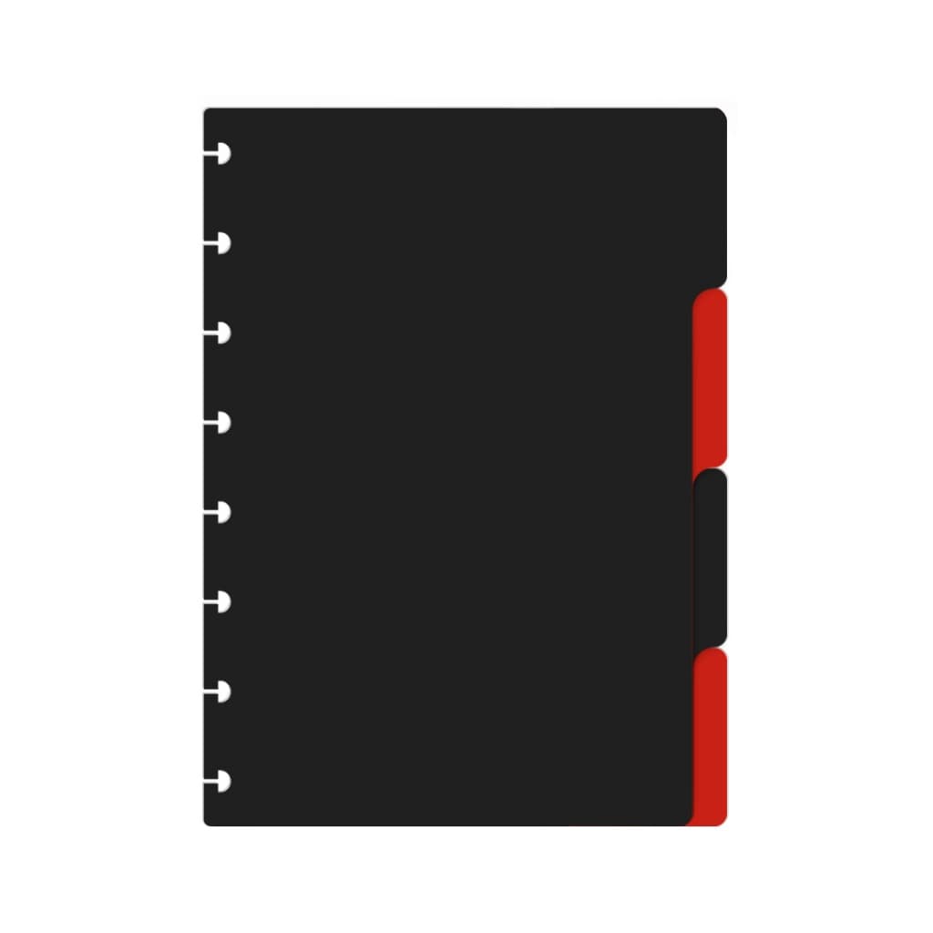 Divisórias P/ Caderno De Disco Iscool Inteligente Solid Colors Preto e Vermelho