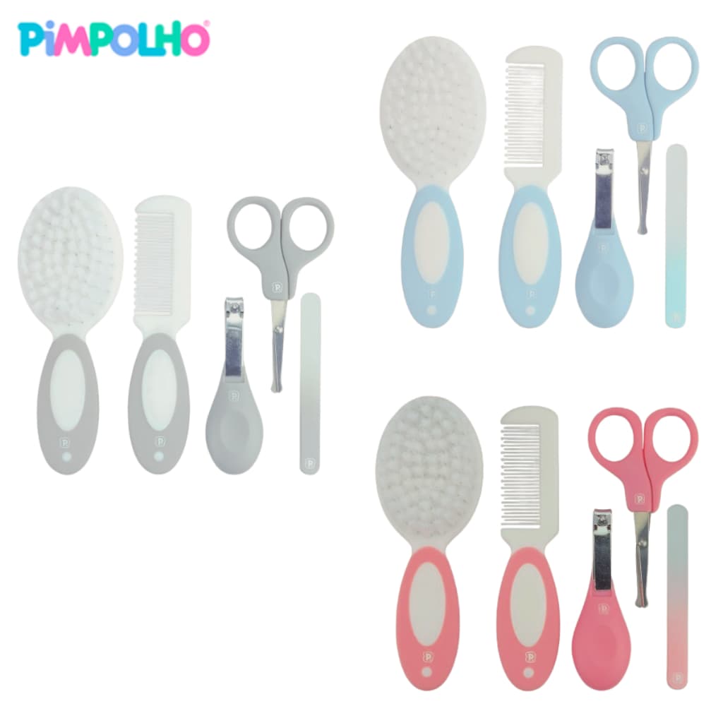 Kit Cuidados Higiene do Bebe 5 Peças Pimpolho Escova/Pente/Lixa/Cortador/Tesoura