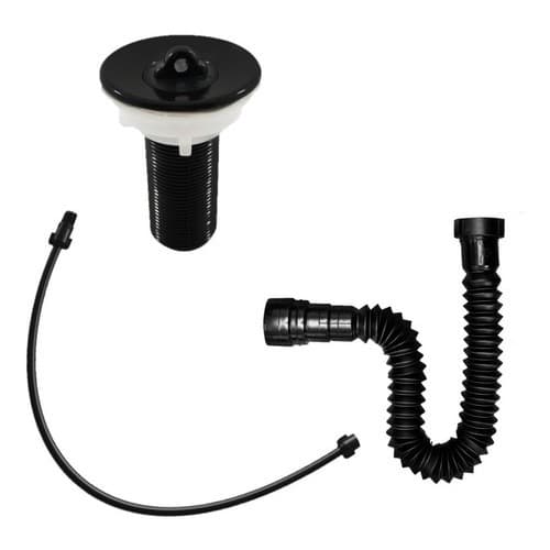 KIT SIFÃO EXTENSIVO PRETO 70cm + ENGATE FLEXIVEL 60CM  + VALVULA LAVATORIO 7/8 PRETA.