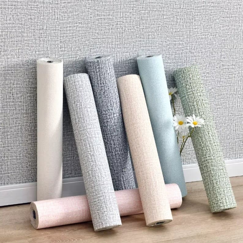 Adesivo Decorativo 2.8M x 50CM - Papel de Parede Linho em Tons Suaves Espumado