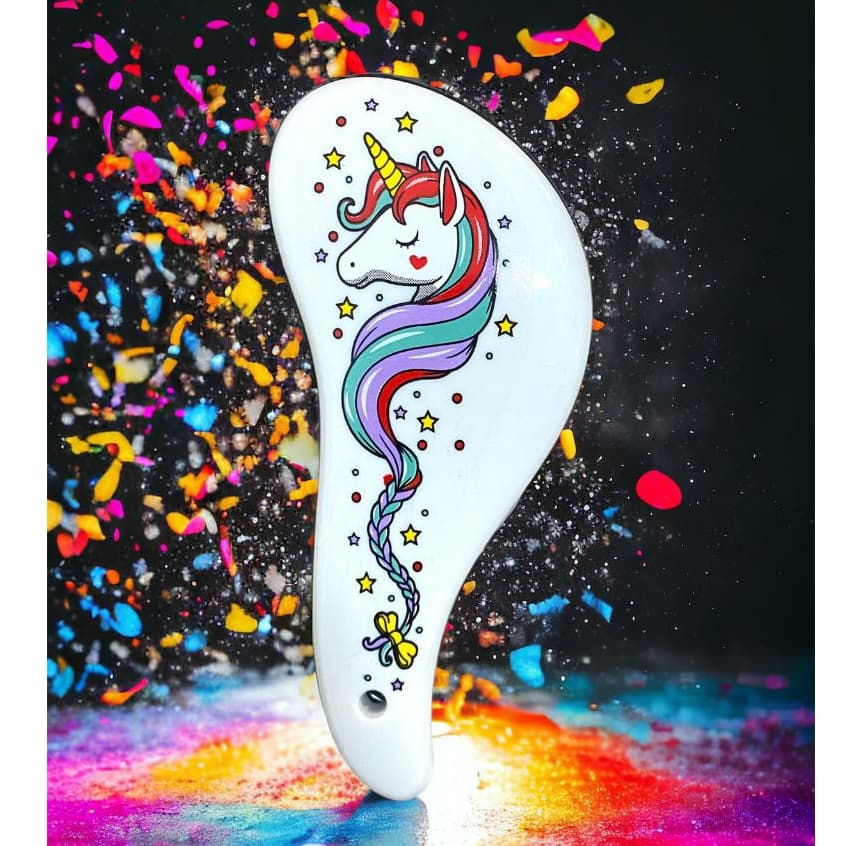 ESCOVA MÁGICA DECORADA UNICÓRNIO - CORES SORTIDAS - LINDA E DESEMBAÇA SEM QUEBRAR OS FIOS