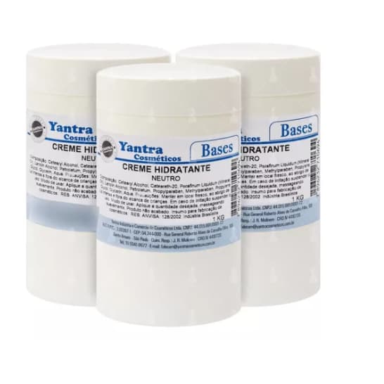 3x Base Creme Hidratante Neutro Pronto - 1 Kg - Yantra Cosméticos