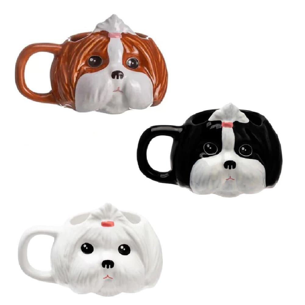 Caneca 3D Shitzu Cão Melhor Amigo Cachorro Mascote Cerâmica Shih Tzu