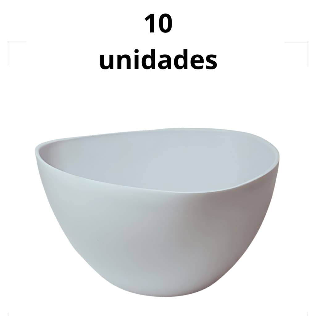 Kit 10 unidades Tigela Cumbuca Bowl Petisco Multiuso Pote Plástico Branco Triangular - 300ml