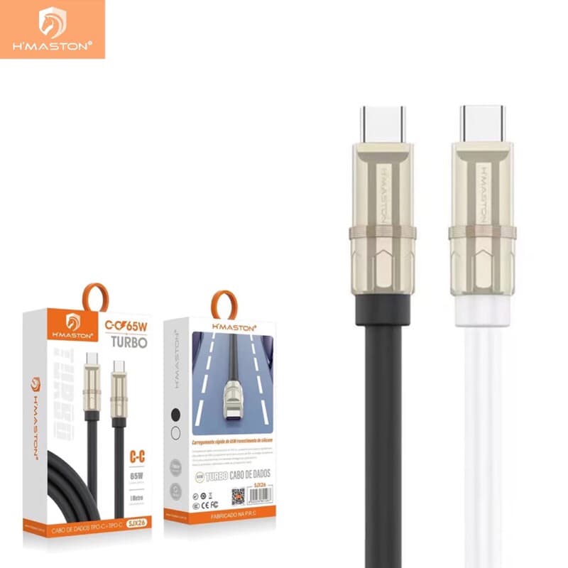 H'maston SJX26 Cabo Carregador Usb Tipo C Rápido Turbo Cabo Turbo Tipo-c P/ Tipo-c 65w