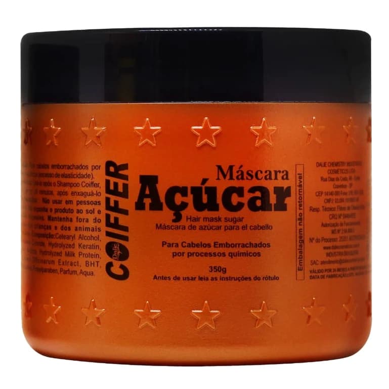 Kit Com 2 Máscaras De Açúcar 350g Coiffer Cosméticos P/ Cabelo Elástico