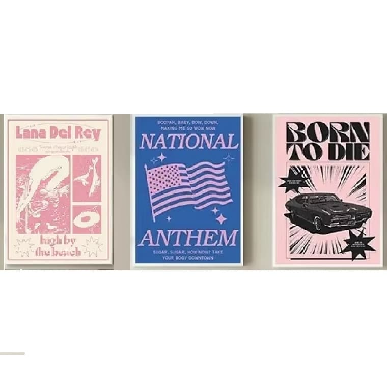 Quadros decorativos Cantora Lana Del Rey Álbum de Música (3 peças)