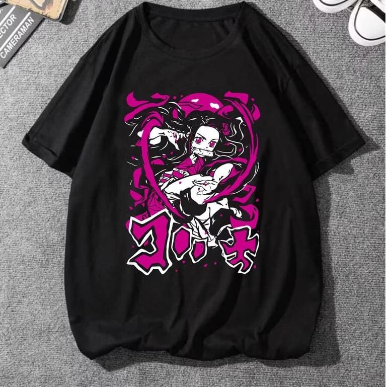Camiseta básica Oni Rosa Anime  Unissex - Envio Rápido