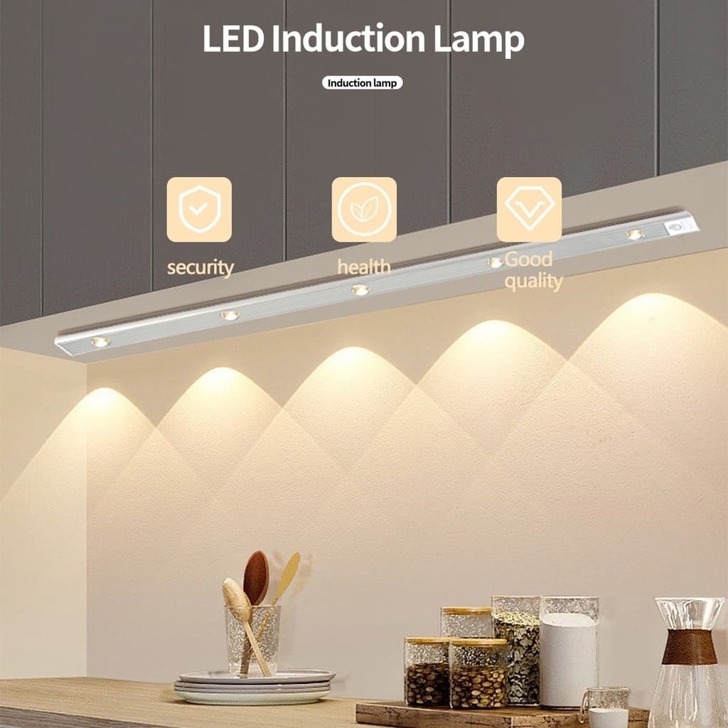 Ultra fino diodo emissor de luz 30/40/60cm armário lâmpada pir sensor de movimento sem fio usb recarregável luz