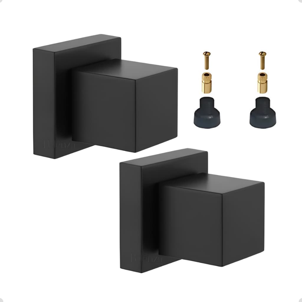 Kit 2 Acabamentos de Registro Deca Meber + 2 Conversores para Registro Docol 1/2" e 3/4" Preto Fosco