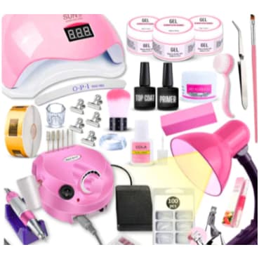 Kit Unhas em Gel Completo Profissional Manicure Cabine Sun5 Lixadeira Porquinho