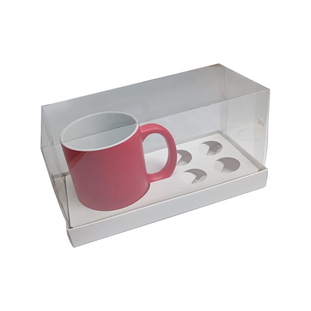 Caixa para Caneca e Doces 21x9,6x11,5 Branco Corpo PET Embalagem Namorados Madrinha Mães