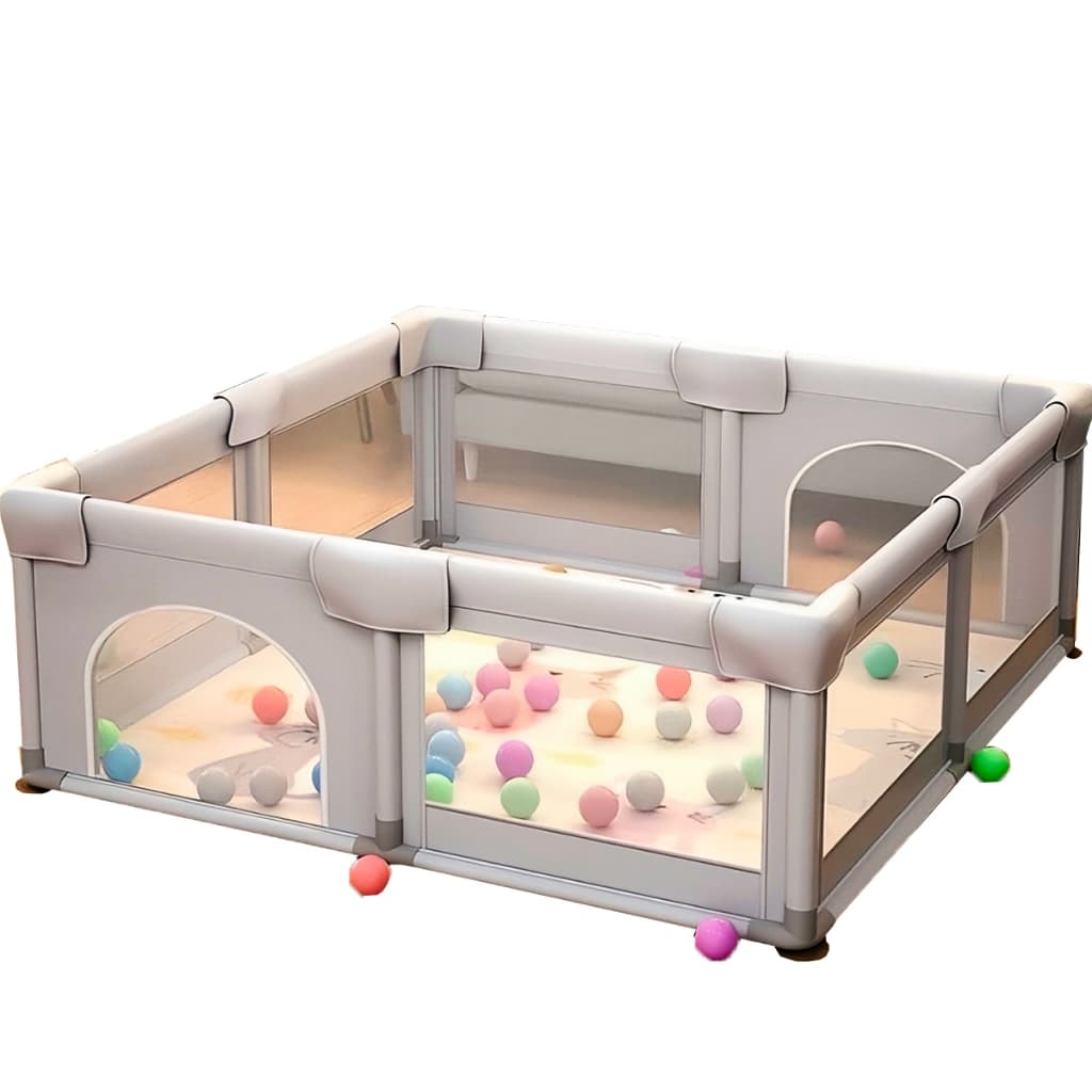 Chiqueirinho Para Bebê Infantil Com Cercado De Proteção - Cinza