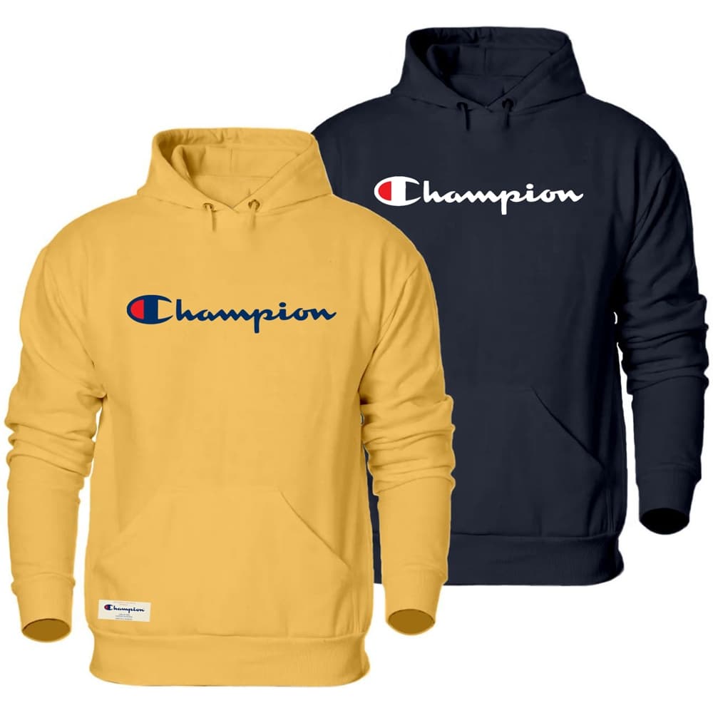 Kit 2 moletom Unissex Blusa de Frio Casual Champ Forrado Macio Flanelado